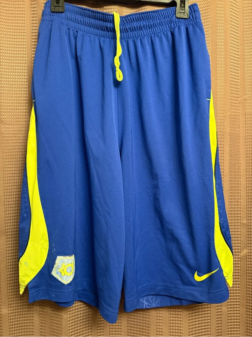 Nike KD 5 Basketball Dri-fit Royal Blue and Bright Yellow Shorts Size L